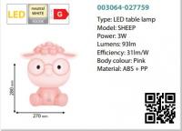ZUMA LINE - НАСТОЛНА ЛАМПА SHEEP 3W 4000K Розово 93lm 003064-027759 (1)