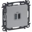 LEGRAND - Розетка USB за зареждане тип C Power Delivery 30W цвят Алуминий Valena Life Legrand 753355