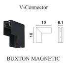 NOVA LUCE - Magnetic corner horizontal 90° connector   L:10, W:10, H:6.1 cm.  9252004  BUXTON MAGNETIC  V-CONNECTOR ✴ Sandy Black Aluminium