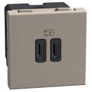 BTICINO - Socket 2xUSB for charging type C 3A 15W 2M color Stone Light Now YG4286C2