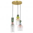 NOVA LUCE - Pendant lamp  D:41.7 H:120cm.  9009237  MURANO ⚡ LED E14 ⚡ 3x5W ⚡ 230Volt ⚡ IP20 ✴ Light & Dark Green Blue Grey Pink & Orange 