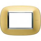 BTICINO - HB4803OSN Elliptical plate 3 modules - gold satin 