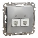SCHNEIDER ELECTRIC - SDD113492 Sedna Design & Elements -  Dual Telephone outlet CAT 3 UTP, RJ11, aluminium