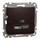 SCHNEIDER ELECTRIC - SDD181402 Sedna Design & Elements USB charging socket, A+C type, 2.4A, wenge
