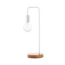 ACA LIGHTING -   KS1755WWD TABLE LAMP 1ΧΕ27 WHITE METALLIC WITH WOOD Φ18XH48cm NAXOS 