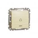 SCHNEIDER ELECTRIC - SDD180131L Sedna Design & Elements - 1pole push button with bell icon and blue indicator - 10AX 250V without frame birch
