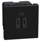 BTICINO - Socket 2xUSB for charging type C 3A 15W 2M color Graphite Light Now YD4286C2