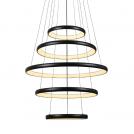 ACA LIGHTING - LED Пендел пет ринга Ø40 Ø60 Ø80 HARMONY LED 80W 6400Lm смяна на цветна температура 3000+4000+6000K черен HM23LEDP5BK