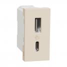 SCHNEIDER ELECTRIC - NU301644 New Unica - USB outlet, Type A+C,12W  1-module ivory