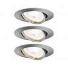 PAULMANN -  93420 LED recessed light Base basic set pivoting round ✴90mm <20°⚡GU10 3x5W⚡3x350lm ~230V⚡3000К✴ brushed iron