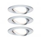 PAULMANN - Луни (комплект 3бр.) 93451  LED recessed light Nova Coin basic set pivoting round 84mm 50° Coin✴Стругован алуминий 