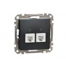 SCHNEIDER ELECTRIC - SDD114492 Sedna Design & Elements -  Dual Telephone outlet CAT 3 UTP, RJ11, antracite