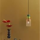NOVA LUCE - Pendant lamp  D:10.8 H1: 30 H2: 184cm.  9009235  MURANO ⚡ LED E14 ⚡ 1x5W ⚡ 230Volt ⚡ IP20 ✴ Light & Dark Green & Orange Glass
