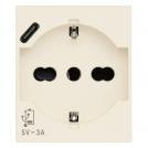 VIMAR - 2P+E 16A Universal+USB-C outlet canvas 30210.USBC