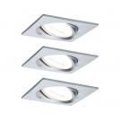 PAULMANN - Луни (3бр.) 93438 LED recessed light Nova basic set pivoting square 84x84mm 50°✴GU10 3x6.5W⚡3x460lm⚡230V⚡2700K✴Полиран алуминий 