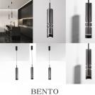 NOVA LUCE - Pendant lamp  D:8, H:180 cm.   9030553   BENTO ⚡ LED 10W ⚡ 1321Lm ⚡ 3000K ⚡ 220-240V ⚡ IP20 ✴ Smoky Grey Glass/Matt Black