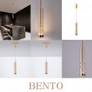 NOVA LUCE - Pendant lamp  D:8, H:180 cm.   9030552  BENTO ⚡ LED 10W ⚡ 1321Lm ⚡ 3000K ⚡ 220-240V ⚡ IP20 ✴ Cognac/Gold 
