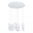 EGLO - Пендел ПЕ 10xGU10 10x5W Ø580 H-1500 бяло/прозрачно 'BERNABETA 39704