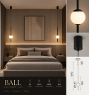 ACA LIGHTING - LED пендел Ø120 h1500mm BALL 5W 3000K 550lm IP20 – пясъчно черен OKN96161BK