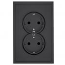 COmmel - Socket Schuko DOUBLE 16A with child protection color Black matt Adria C043-618