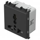 TEM - VM55SB Socket multistandard 2P+E 13A 2M, color Black matt, Modul
