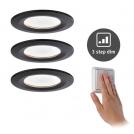 PAULMANN - 94474  LED recessed light 3-Step-Dim Nova Coin basic set rigid IP44 round 78mm Coin ✴black matt