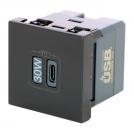 LEGRAND - Double USB Type-C Power Delivery 30W charging sockets Mosaic 2 modules - black 79185