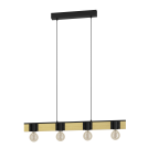 EGLO - Пендел BAILRIGG E27 4X40W черно/дърво - 43902
