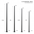 2R - Pole AVANGARD 2m FL 3x12 black Galvanized + paint steel (1)