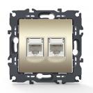 ACA LIGHTING - Двойна Телефонна розетка 2xRJ11 CAT3 PRIME Шампанско мат 1000113104