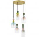 NOVA LUCE - Pendant lamp  D:51.7 H:120cm.  9009238  MURANO ⚡ LED E14 ⚡ 5x5W ⚡ 230Volt ⚡ IP20 ✴ Light & Dark Green Blue Grey Pink & Orange 