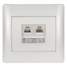 ELMARK - 11731 - PHONE SOCKET + COMPUTER SOCKET WHITE METALLIC RHYME
