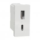 SCHNEIDER ELECTRIC - NU301618 New Unica - USB outlet, Type A+C,12W  1-module  white