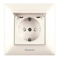 PANASONIC - Socket with lid and child protection Arkedia Slim WNTC0210-2BG beige