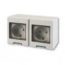 SCAME - Shuko contact 16A double with child protection monoblock IP55 Unibox, color GRAY - 136.5124-407