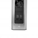BACHMANN - Контакт 3x Шуко и USB A+C с щора, с възможност за ъглов монтаж, захранващ кабел 2м, цвят Инокс Casia 2 932.006 (3)