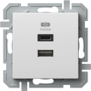 TEM - Socket 2xUSB for charging type A+C Power Delivery 20W color White Logiq EQ69PWXO