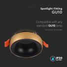 V-TAC - GU10 Корпус за вграждане златна рамка + черен рефлектор SKU: 6697 (2)