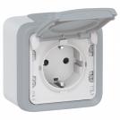 LEGRAND - Socket outlet Plexo IP55 - German standard - 16 A - 2P+E - surface mounting - grey  69733
