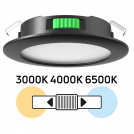 ULTRALUX - Мебелна LED луна за вграждане, кръг, 4W, 3000K/4000K/6500K, 12V DC, IP44, черна  ML124CCTB