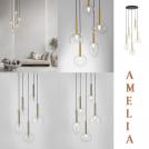 NOVA LUCE - Пендел  Д:24, В:191 см.   9028835   AMELIA ⚡ LED G9 ⚡ 5x5W ⚡ 230V ⚡ IP20 ✴ Пясъчно злато/Прозрачно стъкло 