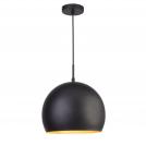 SEARCHLIGHT -  3038BK Industrial Pendant - 1lt 30cm Matt Black Ball Pendant, Gold Interior 