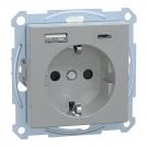 SCHNEIDER ELECTRIC - MTN2367-0460 USB charger + socket-outlet aluminium, System M