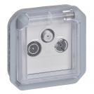 LEGRAND - Влагозащитен Розетка TV+R+SAT Plexo New Сив 69558L