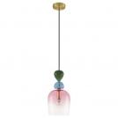 NOVA LUCE - Pendant lamp  D:15.7 H1: 31.4 H2: 185cm.  9009234  MURANO ⚡ LED E14 ⚡ 1x5W ⚡ 230Volt ⚡ IP20 ✴ Dark Green Blue Grey & Pink Glass