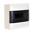 LEGRAND - 1 342 18 Practibox S surface mounting cabinet with earth and neutral terminal blocks - smoked door 1 row with 8 modules per row