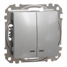 SCHNEIDER ELECTRIC - SDD113105L Sedna Design & Elements - Double One Way switch blue indicator light - 10AX 250V without frame aluminium