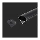 V-TAC - LED Strip Mounting Kit with Diffuser Aluminum Black Housing 2000x15.8x15.8mm SKU: 2874