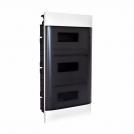 LEGRAND - 1 351 53 Practibox S flush-mounting cabinet for masonry - earth + neutral terminal blocks - smoked door 3 rows - 12 modules/row
