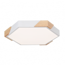 ULTRALUX - LED Slim dimmable CCT ceiling light remote control white with wooden elements 72W 3000K-6000K hexagon IP20 SPL9L72RCW